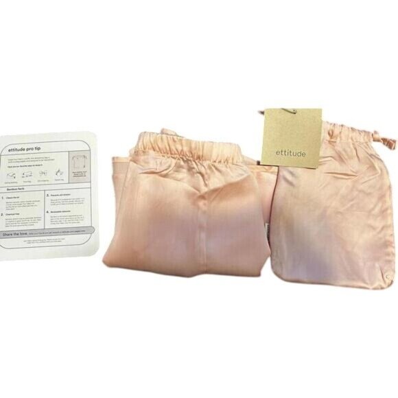 Ettitude Sleep Shorts Womens Large Pink Bamboo Lyocell Satin Eco-friendly Wear - Picture 3 of 5